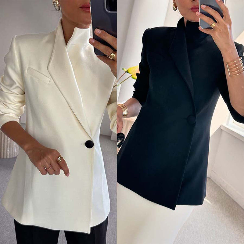 Şık ve Modern Tasarımlı Beyaz Kadın Blazer Ceket